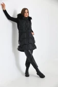 FTZ Women Kadın Kürk Detay Şişme Yelek  Siyah RBN2029 thumbnail 7