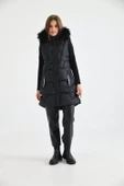 FTZ Women Kadın Kürk Detay Şişme Yelek  Siyah RBN2029 thumbnail 4