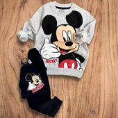 Mickey Desenli Gri Renk Erkek Çocuk Takım - 1