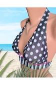 Siyah Beyaz Puantiyeli Özel Tasarım Bikini üstü - 1