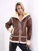 Mtn M2188 Kadın Deri İçi Kürklü Oversize Ceket - 2