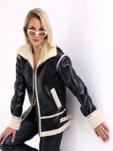 Mtn M2188 Kadın Deri İçi Kürklü Oversize Ceket - 4