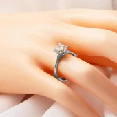 14 Ayar Beyaz Altın Tektaş Kadın Yüzük thumbnail 3