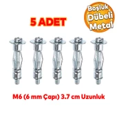 Çelik Alçıpan Boşluk Dübel FRT Tuğla Duvar Bims Paraşüt Dübeli 6x37 Metal (5 ADET) - 1