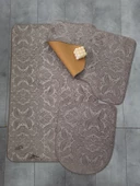 Bonny Home 3’lü Kapuçino UltraSoft Desenli Klozet Takımı Banyo Halısı Paspas Seti - 1