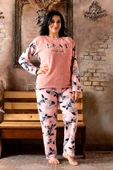 Nisanca Büyük Beden Peluş Polar Pijama Takımı- Kışlık Büyük Beden Kadın Pijama - 2