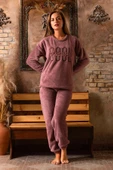 Nisanca Tam Peluş Kışlık Kadın Pijama Takımı- Polar Yılbaşı Pijaması - 6