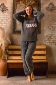 Nisanca Tam Peluş Kışlık Kadın Pijama Takımı- Polar Yılbaşı Pijaması - 3
