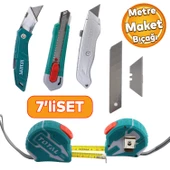 Ölçü Ve Maket Bıçağı Seti Şerit Metre Halı Kesme Maket Bıçağı Yedek Bıçak 10'lu Total TOS23037E thumbnail 1