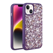 Apple iPhone 14 Plus Kılıf Parlak Taşlı Tasarım Stone Linea Kapak - 4