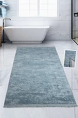 Bonny Home Nova Mavi 80x150 cm Pamuk Kaymaz Taban Peluş Banyo Paspası Büyük Püsküllü Banyo Halısı - 1