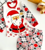 Neşeli Bebekler Yılbaşı Temalı Ekose Baskılı Desen Penye Pijama Takımı - 2