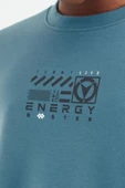 TOMMY LIFE Orman Yeşili O Yaka Baskı Detaylı Rahat Kalıp Erkek Swetshirt - 88284 T14ER-88284 thumbnail 2