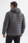 TOMMY LIFE Antrasit Fermuarlı Kapüşonlu Standart Kalıp Erkek Şişme Mont - 88167 T11ER-88167 - 8