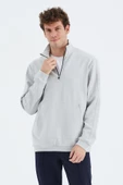 TOMMY LIFE Taş Dik Yaka Yarım Fermuarlı Cep Detaylı Erkek Sweatshirt - 88278 T14ER-88278 - 8