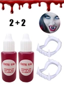 2 Adet Vampir Kanı 2 Adet Vampir Dişi Yapay Tiyatro Kanı Şaka Oyuncak Beyaz thumbnail 1