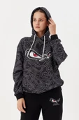 No Fear Kadın Sweatshirt Oversize Kapüşonlu Siyah 72523 - 2