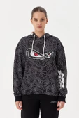 No Fear Kadın Sweatshirt Oversize Kapüşonlu Siyah 72523 - 1