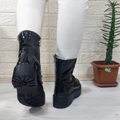 M.P 1425 Siyah Rugan 4cm Tabanlı İçi Tüylü Polar Parlak Kadın Bot - 7