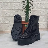 M.P 1425 Siyah Rugan 4cm Tabanlı İçi Tüylü Polar Parlak Kadın Bot - 10