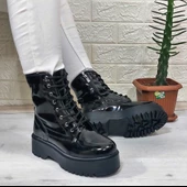 M.P 1425 Siyah Rugan 4cm Tabanlı İçi Tüylü Polar Parlak Kadın Bot - 3