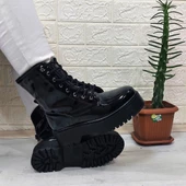 M.P 1425 Siyah Rugan 4cm Tabanlı İçi Tüylü Polar Parlak Kadın Bot - 2