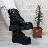 M.P 1425 Siyah Rugan 4cm Tabanlı İçi Tüylü Polar Parlak Kadın Bot - 4