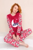 Nisanca Kışlık Kadın Welsoft Polar Pijama Takımı - Yeni Yıl Pijaması - 12
