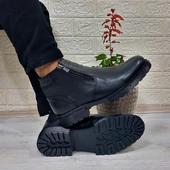 M.P 4204 Siyah Hakiki Deri Bağacaksız Fuspetli Sıcak Astar Erkek Bot - 2