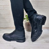 M.P 4204 Siyah Hakiki Deri Bağacaksız Fuspetli Sıcak Astar Erkek Bot - 7