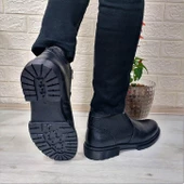 M.P 4204 Siyah Hakiki Deri Bağacaksız Fuspetli Sıcak Astar Erkek Bot - 6