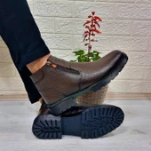 M.P 4204 Kahve Hakiki Deri Bağacaksız Fuspetli Sıcak Astar Erkek Bot - 2