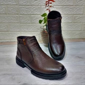 M.P 4204 Kahve Hakiki Deri Bağacaksız Fuspetli Sıcak Astar Erkek Bot - 9