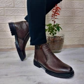 M.P 4204 Kahve Hakiki Deri Bağacaksız Fuspetli Sıcak Astar Erkek Bot - 6