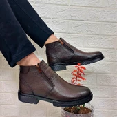 M.P 4204 Kahve Hakiki Deri Bağacaksız Fuspetli Sıcak Astar Erkek Bot - 4