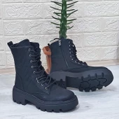 M.P 1387 Siyah Fermurlı Kalın Kaydırmaz Taban Kadın Postal Bot - 9