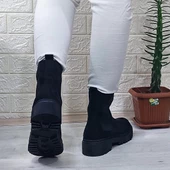 M.P 2744 Siyah Süet İçi Polar Tüylü Bilekten Lastikli Bayan Bot - 7