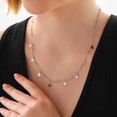 925 Ayar Gümüş Yıldızlı Dorika Kadın Gümüş Kolye thumbnail 3