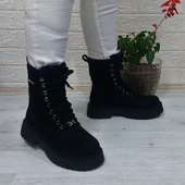 Pierre Cardin 52418 Siyah Süet İçi Kürklü Kaymaz Bayan Bot - 1