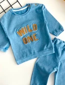 Neşeli Bebekler Wild One Nakışlı Kot Takım Mavi thumbnail 2