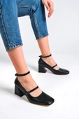 Kulia Siyah Mat Mary Jane Küt Burun Bantlı Ayakkabı thumbnail 1