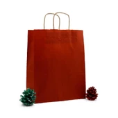 Büküm Saplı Kraft Kağıt Çanta Karton Hediyelik Poşet Torba - Bordo - 18x24 Cm. - 25 Adetlik Paket - 4