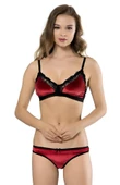 Kadife Bralet Sütyen Takım Dantelli Desteksiz Balensiz Koza 80153 - 1