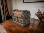 Ceviz Renk Klitli Bahşiş Kutusu Ve Kumbara Sandık Tipi Ahşap Tipbox - 5