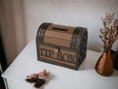 Ceviz Renk Klitli Bahşiş Kutusu Ve Kumbara Sandık Tipi Ahşap Tipbox - 6