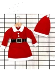 Kız Çocuk Noel Anne Yılbaşı Kostümü Etekli Şapkalı Elbise Yılbaşı Noel Baba Kostümü - 4