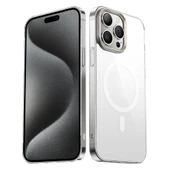 iPhone 15 Pro Max Kılıf  Wireless Şarj Özellikli Şeffaf G-Glass Kapak Kılıf thumbnail 7