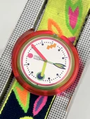 Swatch Pop Micro Garden 46,5mm Lastik Kordon 1992 Vintage Kol Saati (S-049) - 4