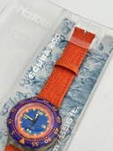Swatch Scuba Red Island 40mm Deri Kordon 1992 Vintage Kol Saati (S-053) - 5