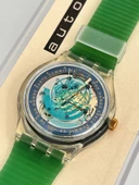 Swatch Automatic Earth 38,5mm Silikon Kordon 1992 Vintage Kol Saati (S-056) thumbnail 5
